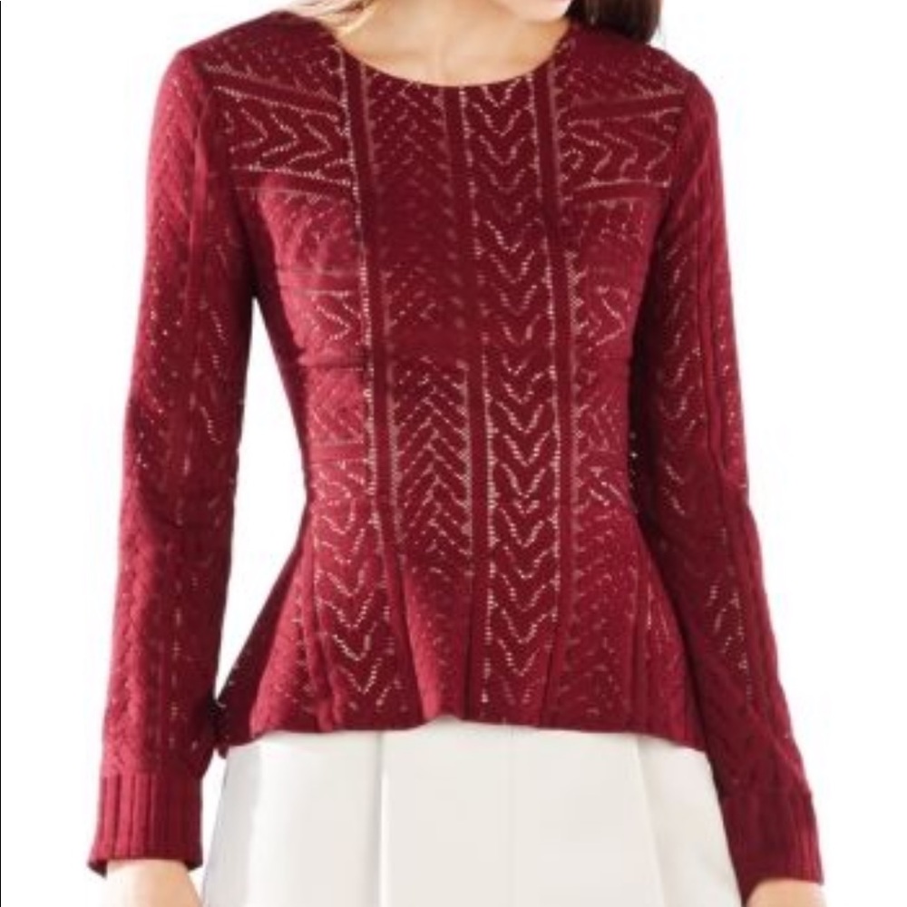 BCBGMaxAzria Burgundy Lace Knit Top
